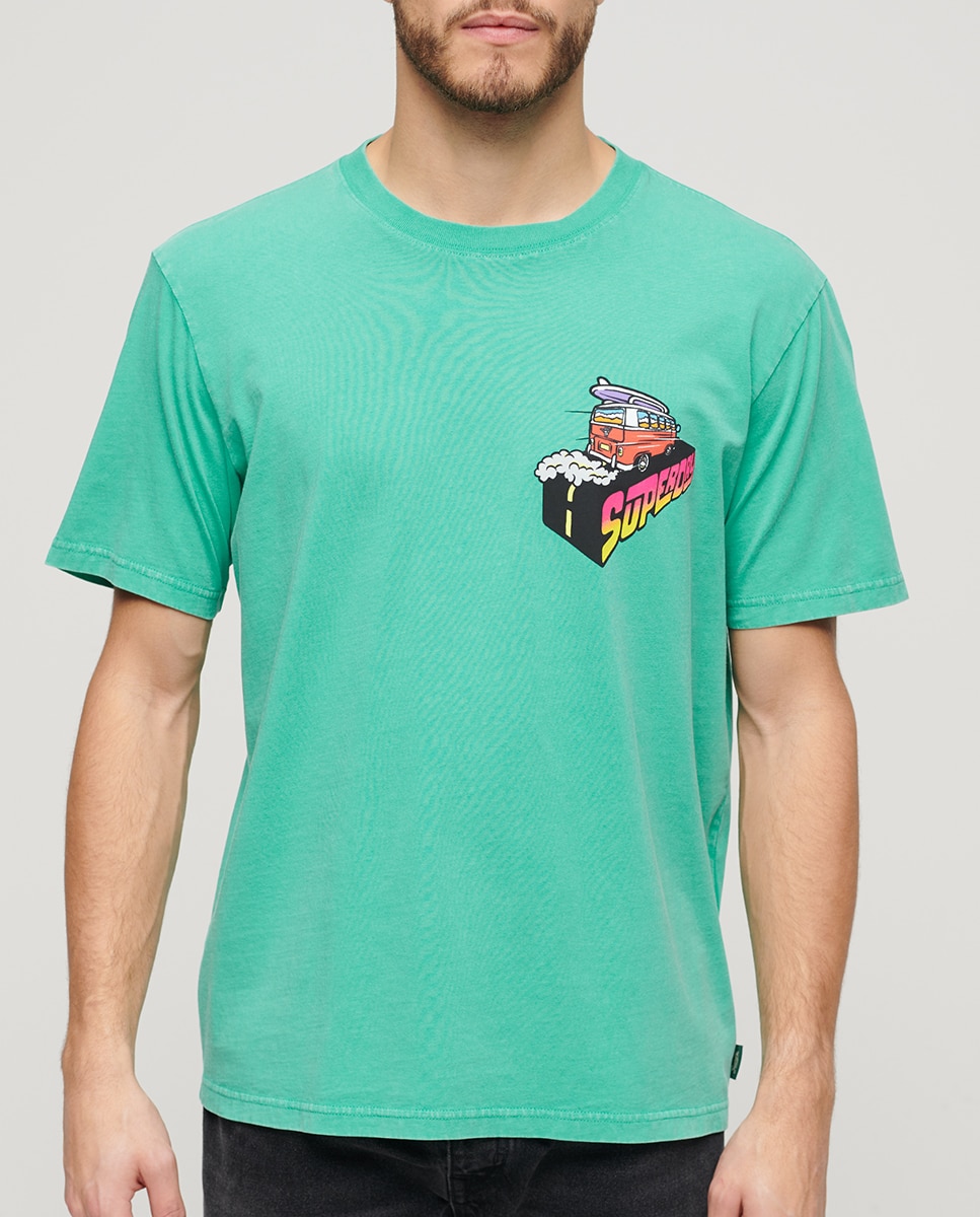 Imagen 0 de Camiseta de hombre de corte holgado con gráfico en el pecho Neon Travel