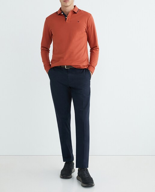 Imagen 0 de Polo de hombre classic fit manga larga con tira de contraste en cuello