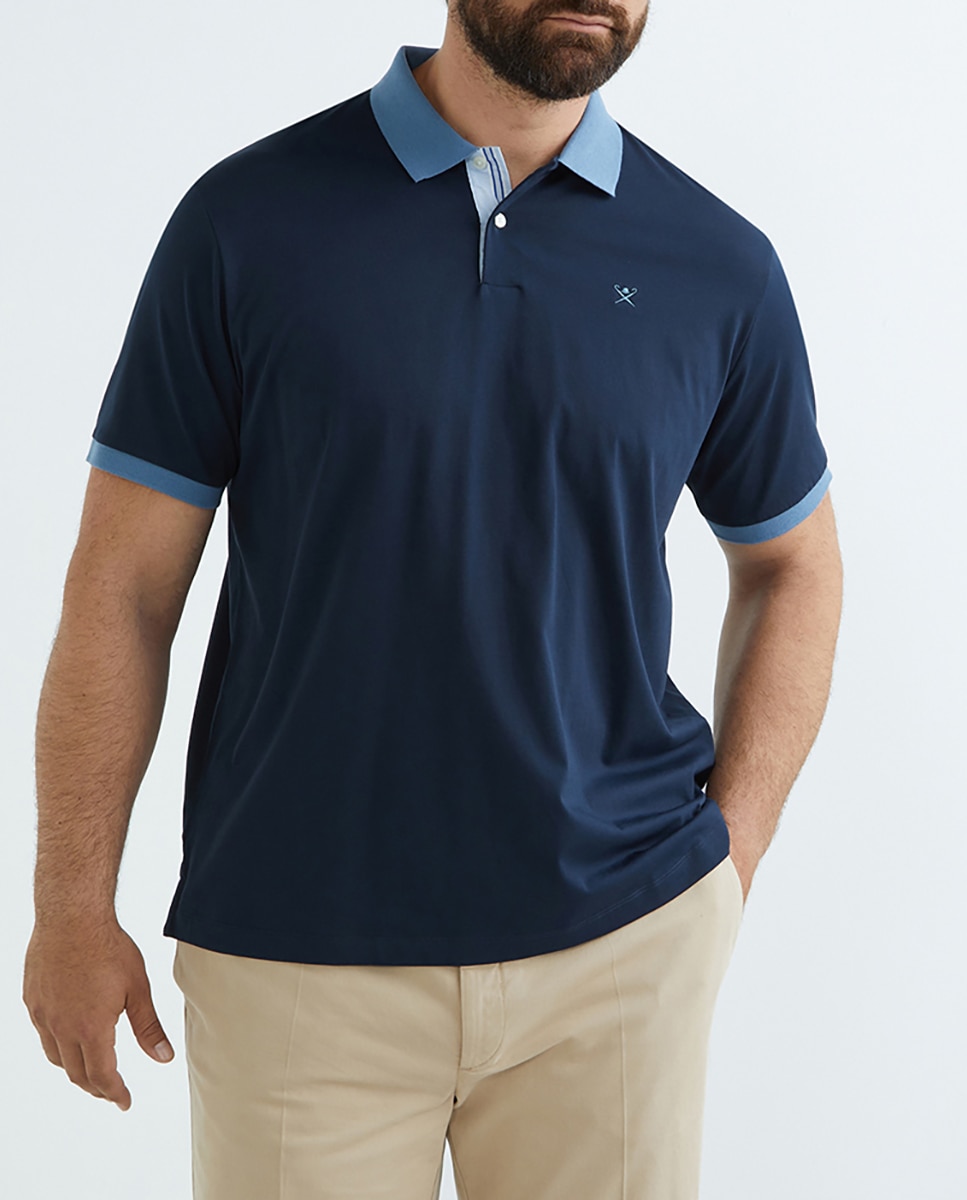 Imagen 0 de Polo de hombre liso jersey con contraste interior en tapeta tallas grandes