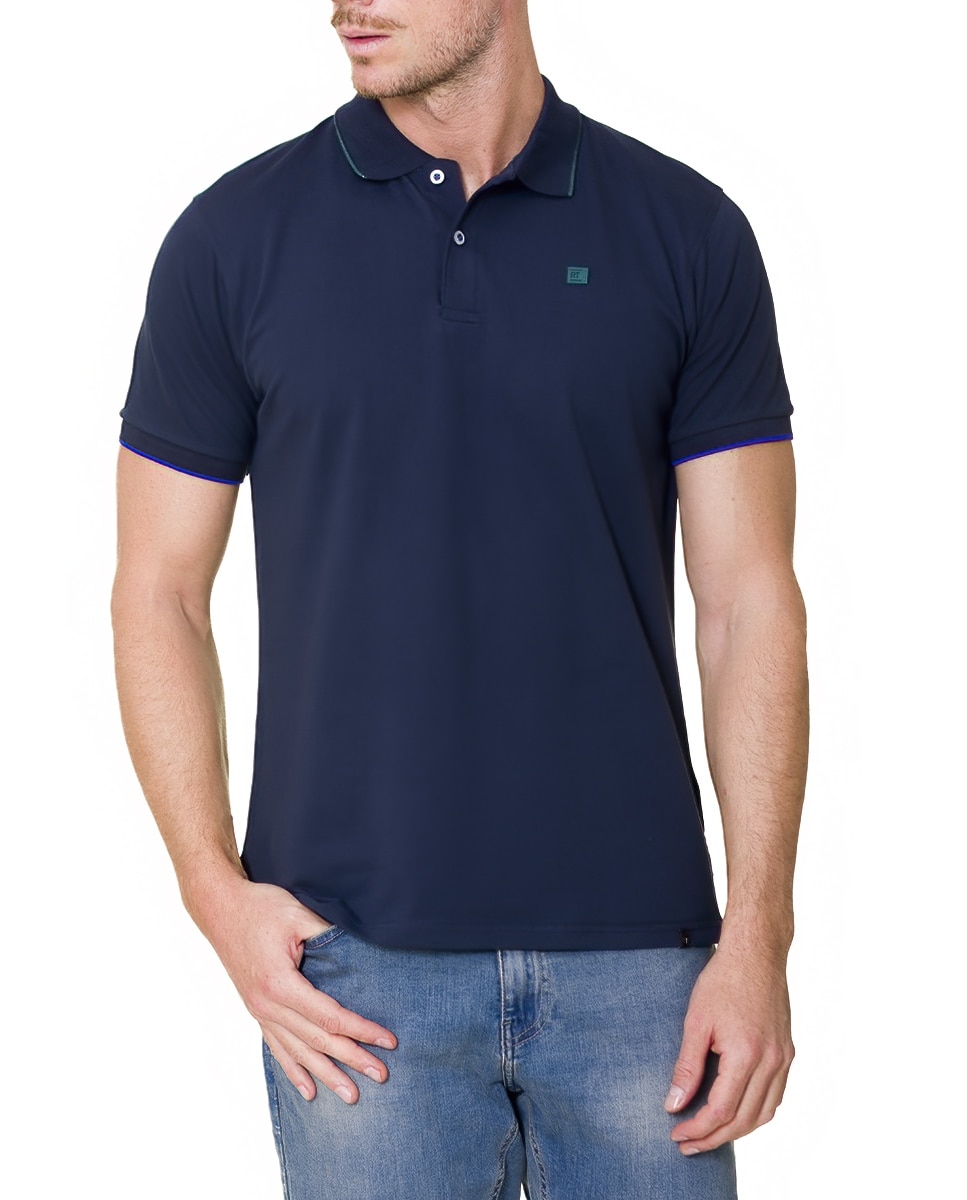 Imagen 0 de Polo de manga corta con contraste cuello Marino