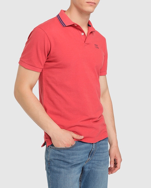 Imagen 0 de Polo de hombre en piqué con manga corta y logo tallas grandes