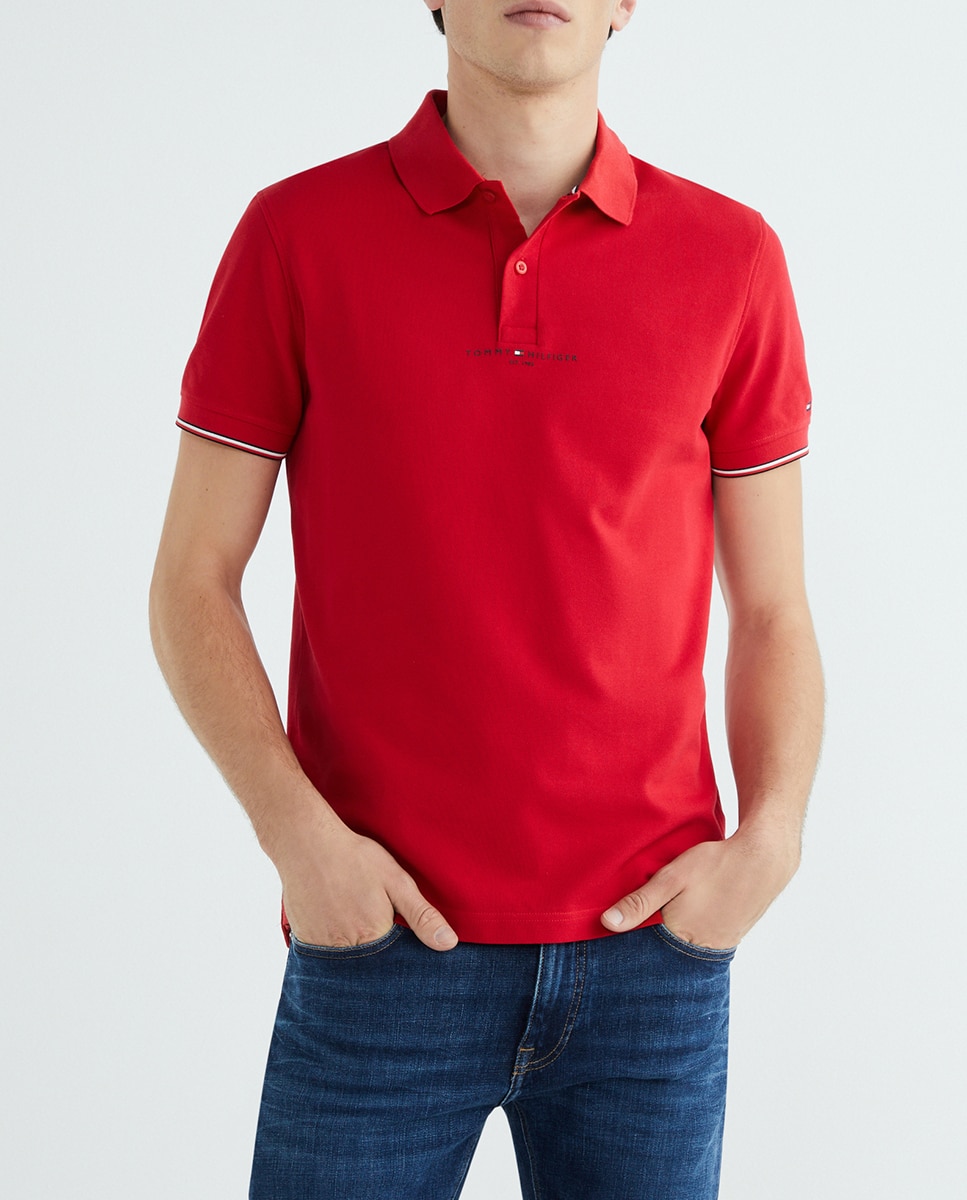 Imagen 0 de Polo de manga corta con bandas corporativas y branding impreso