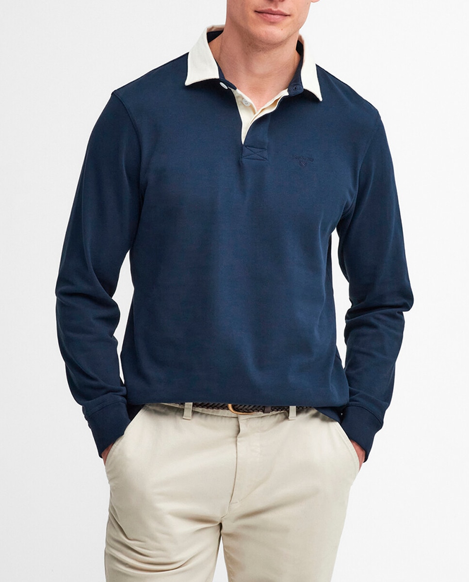 Imagen 0 de Polo de hombre de manga larga con cuello de sarga