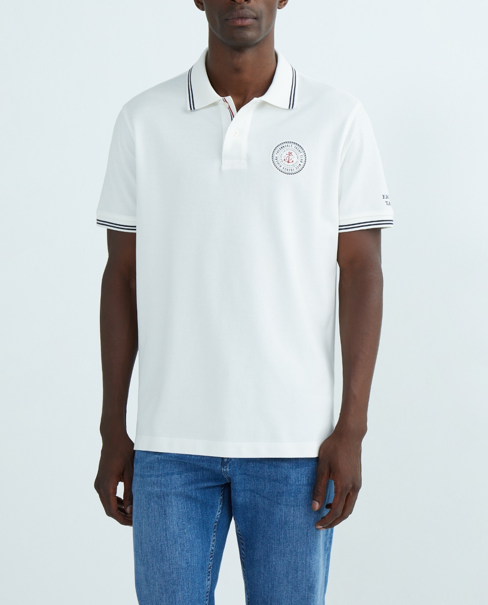 Imagen 0 de Polo de hombre manga corta algodón pima con bandera espalda