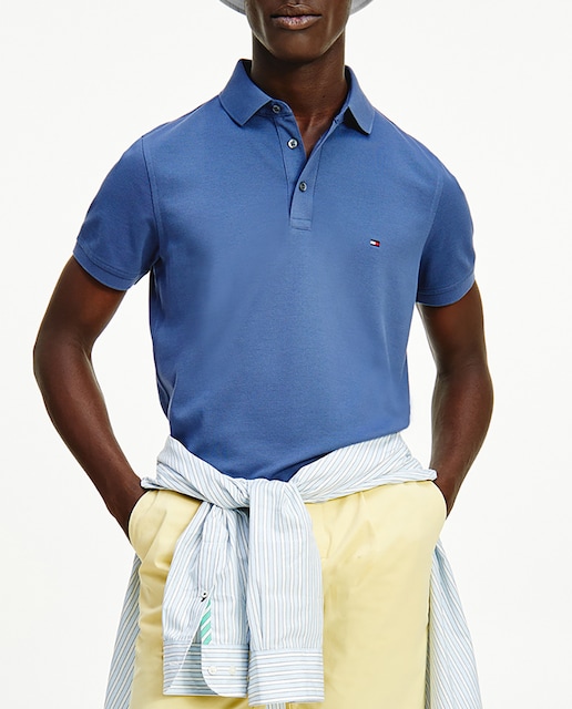 Imagen 0 de Polo básico de hombre slim fit azul de manga corta