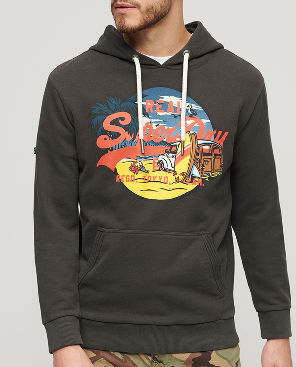 Imagen 0 de Sudadera con capucha con gráfico vintage logo de hombre
