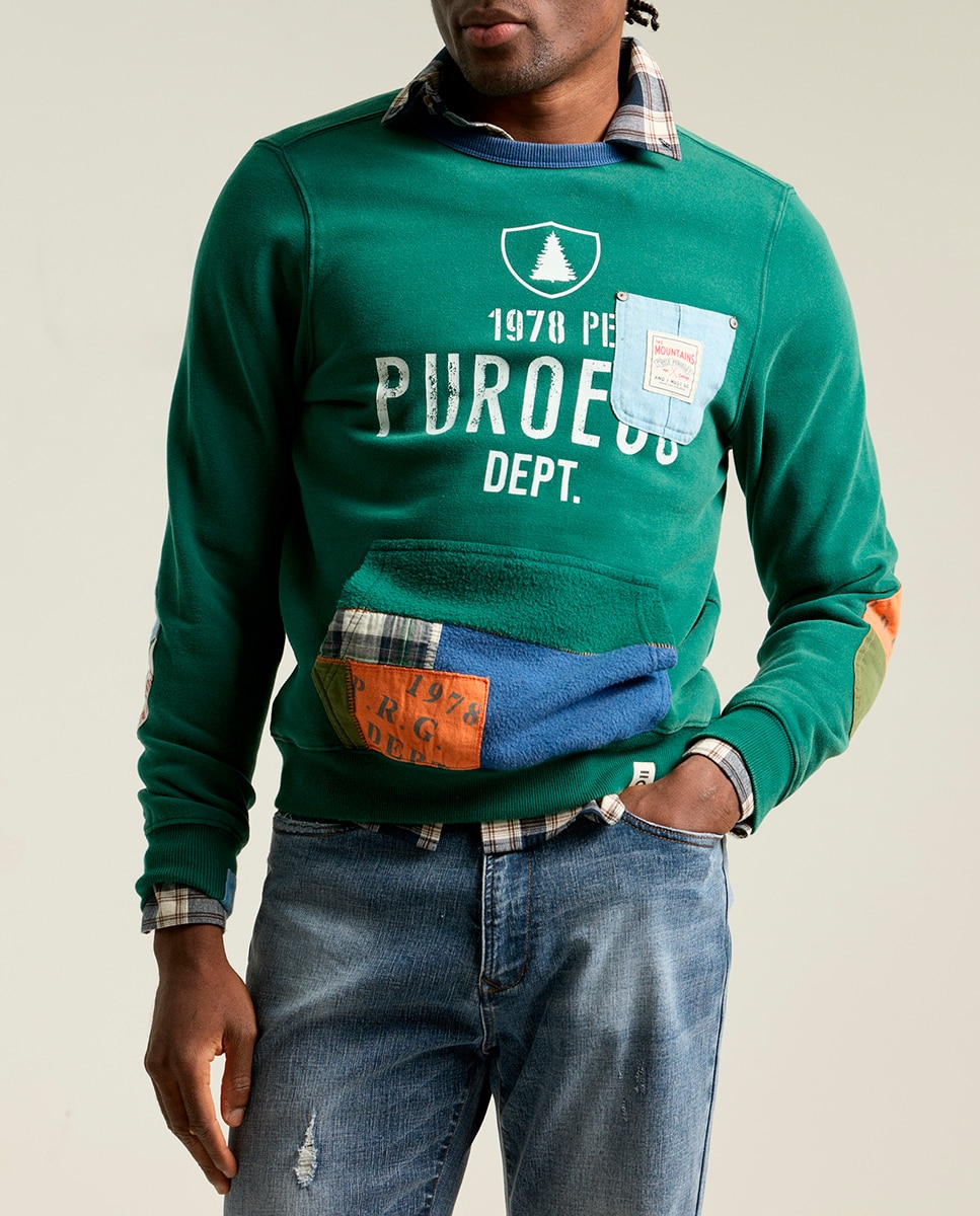 Imagen 0 de Sudadera patchwork verde