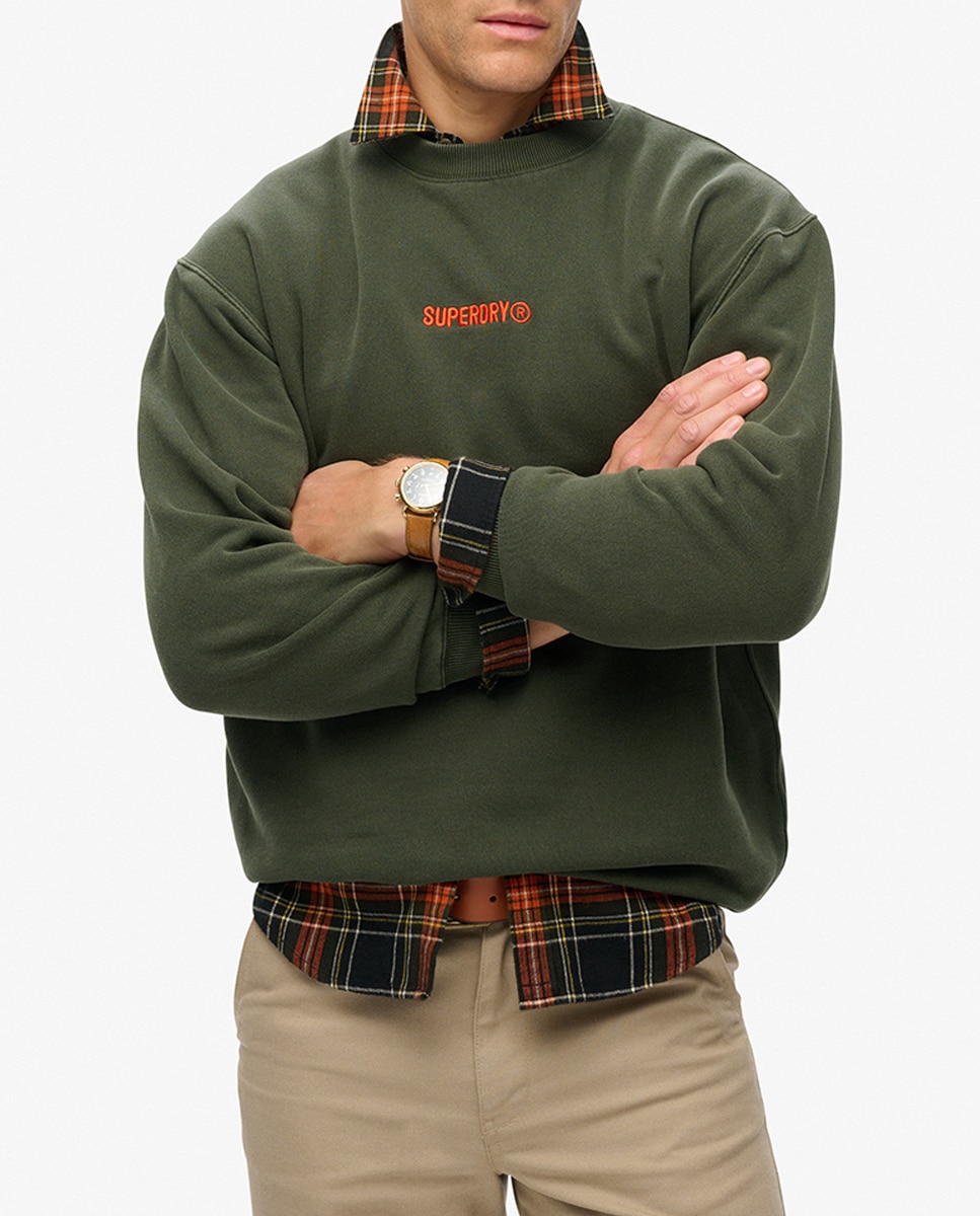 Imagen 0 de Sudadera suelta de cuello redondo con micrologotipo estampado