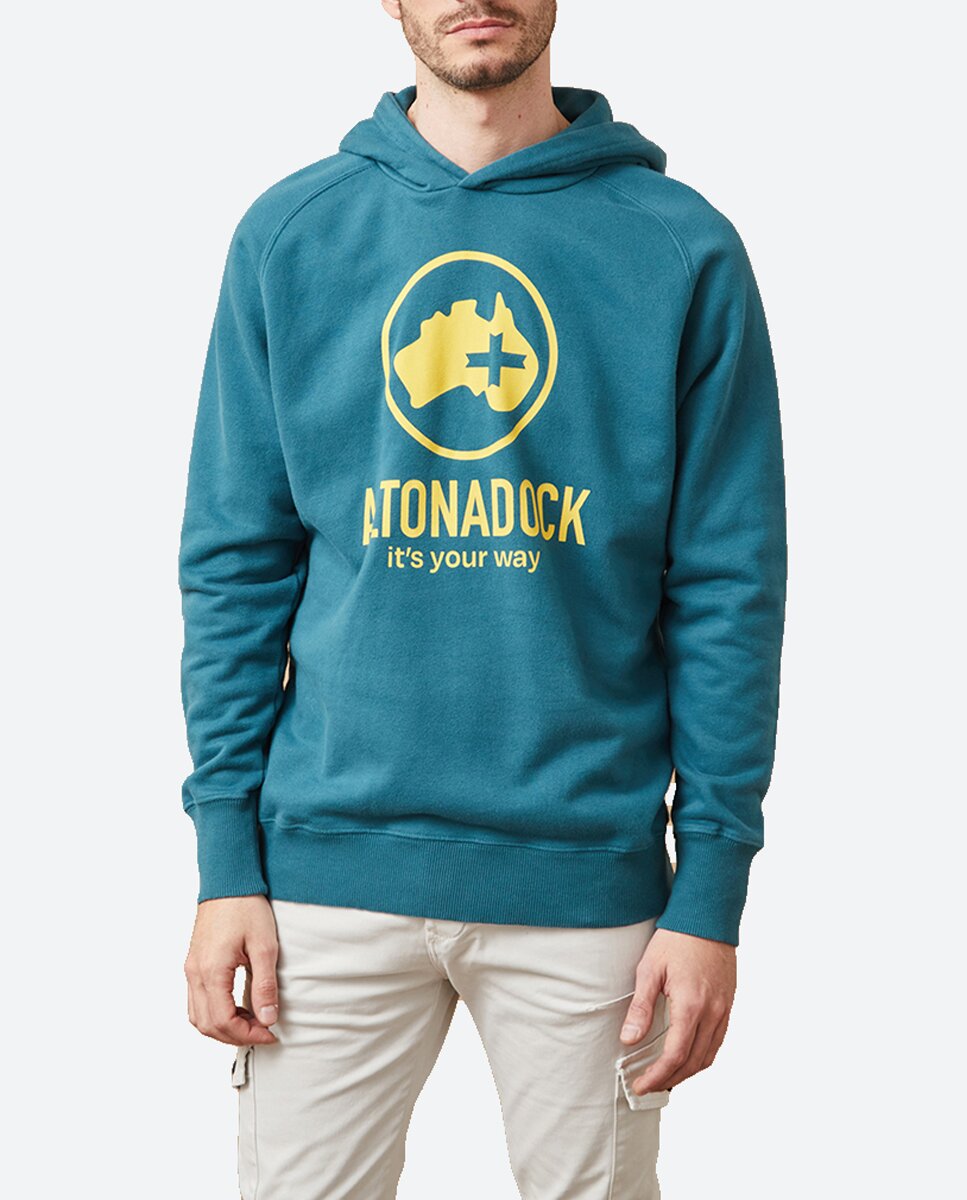 Imagen 0 de Sudadera de hombre con capucha serigrafiada en delantero.