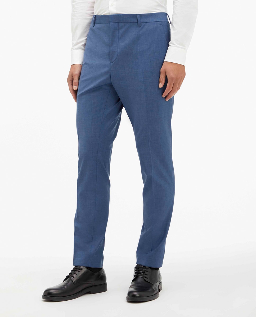 Imagen 0 de Pantalón de traje de hombre en tejido mélange slim fit