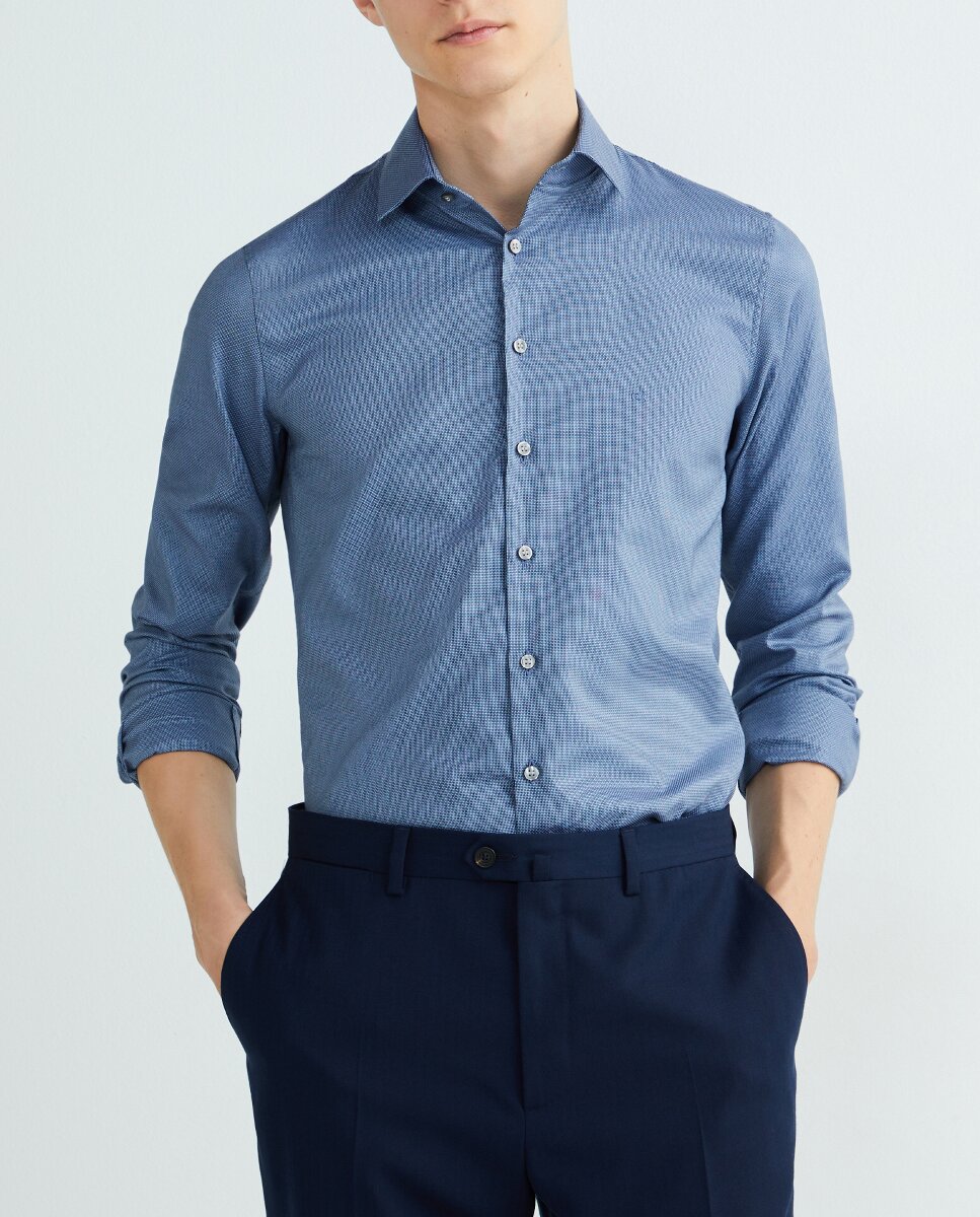 Imagen 0 de Camisa de hombre de vestir slim con microestructura