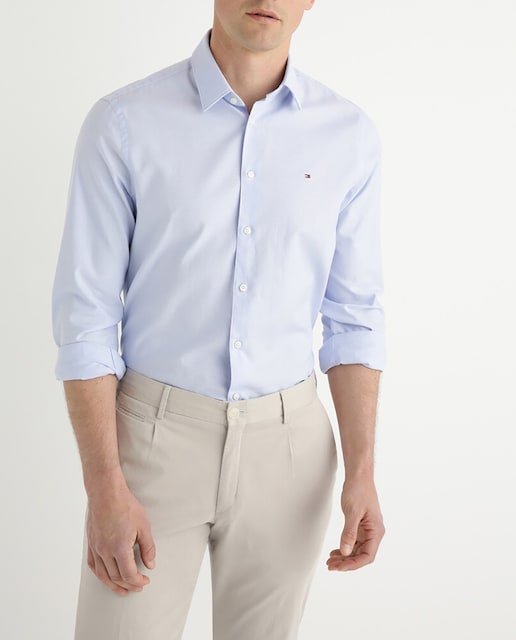 Imagen 0 de Camisa de hombre slim lisa twill azul celeste