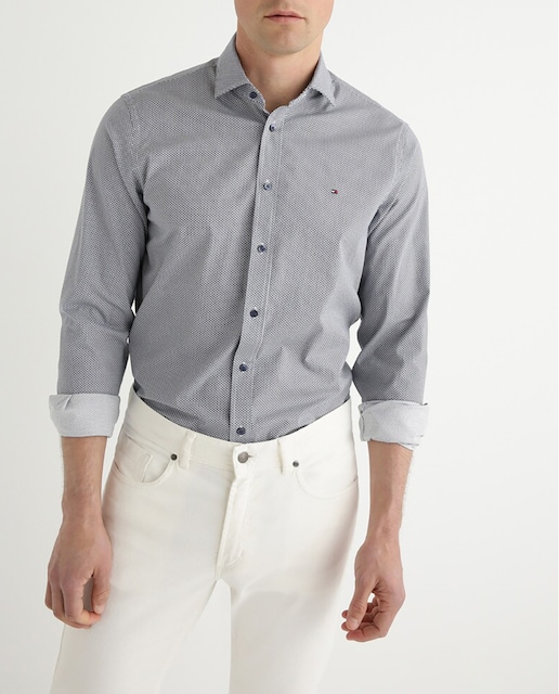 Imagen 0 de Camisa de hombre slim con estampado geométrico azul marino