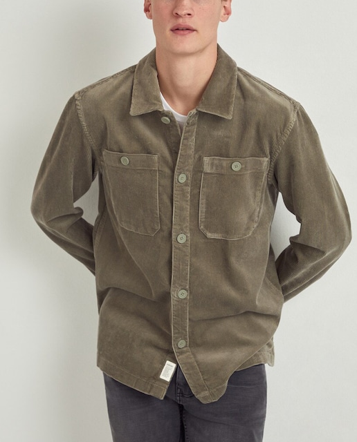 Imagen 0 de Sobrecamisa de hombre en algodón orgánico regular lisa kaki