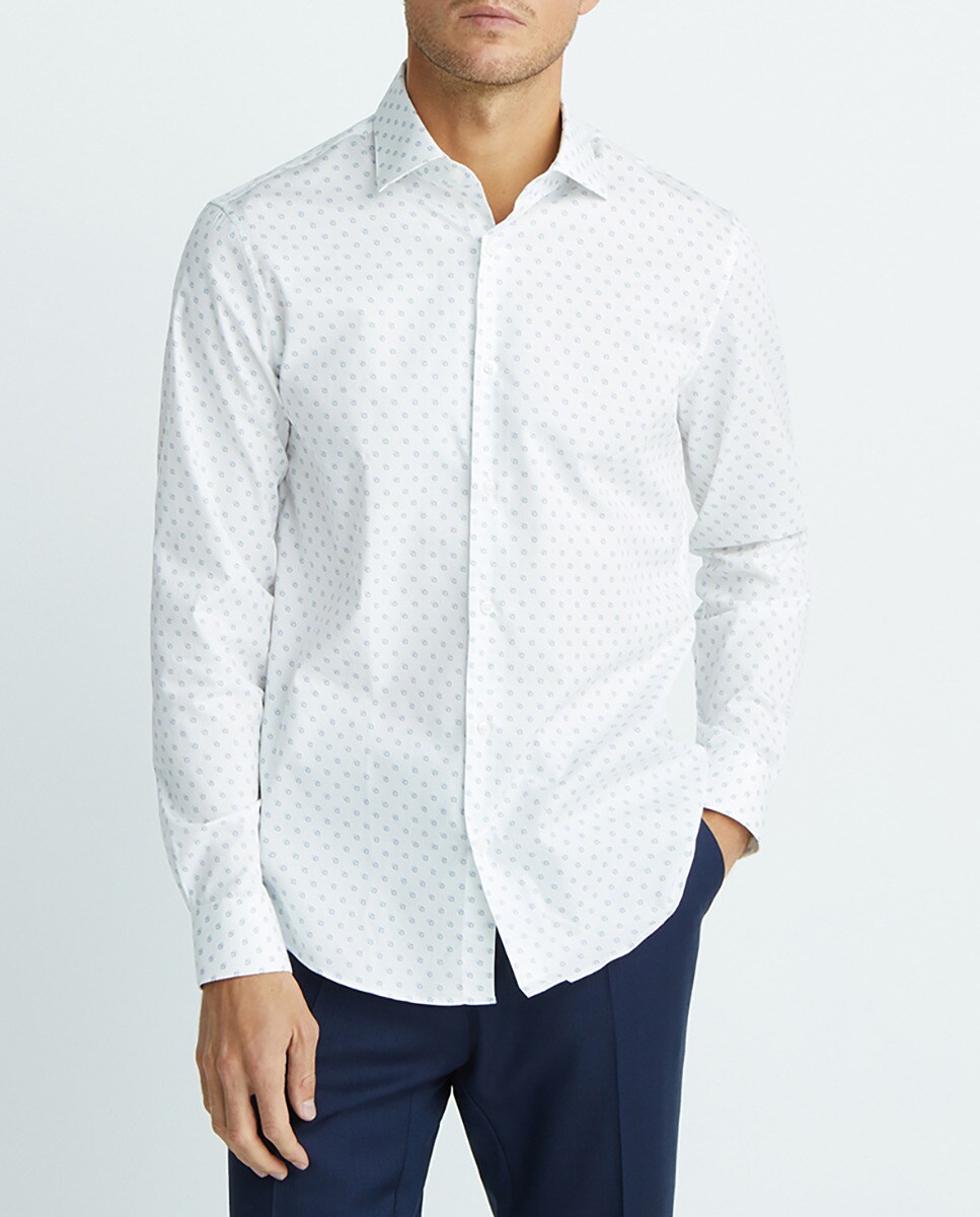 Imagen 0 de Camisa de hombre regular estampada blanca