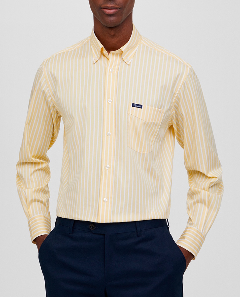 Imagen 0 de Camisa de hombre classic fit de rayas de algodón