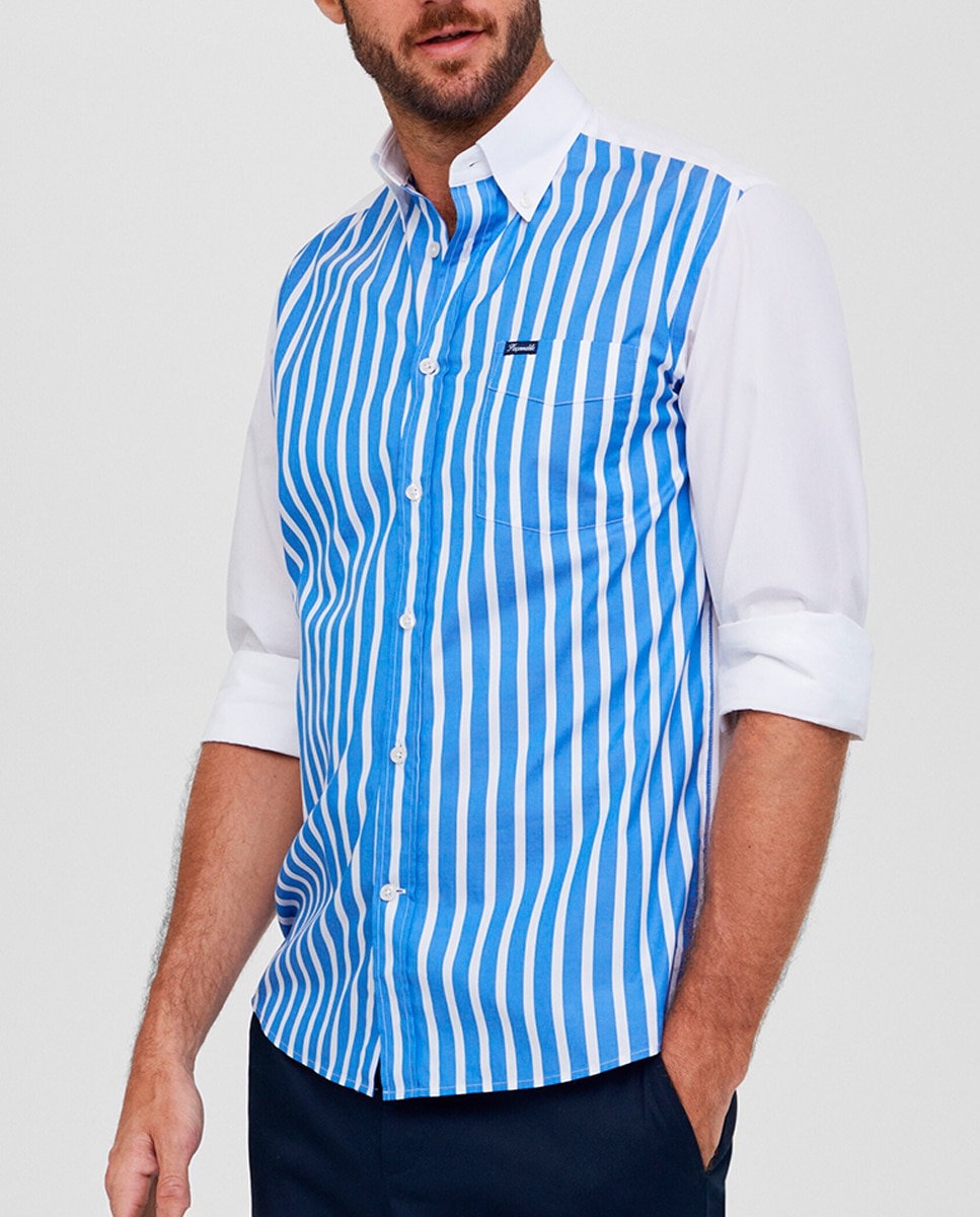 Imagen 0 de Camisa de hombre classic fit de rayas contraste