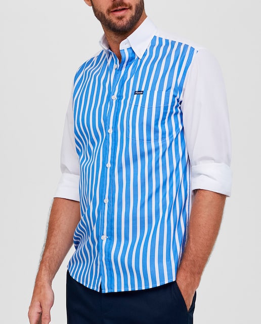 Imagen 0 de Camisa de hombre classic fit de rayas contraste