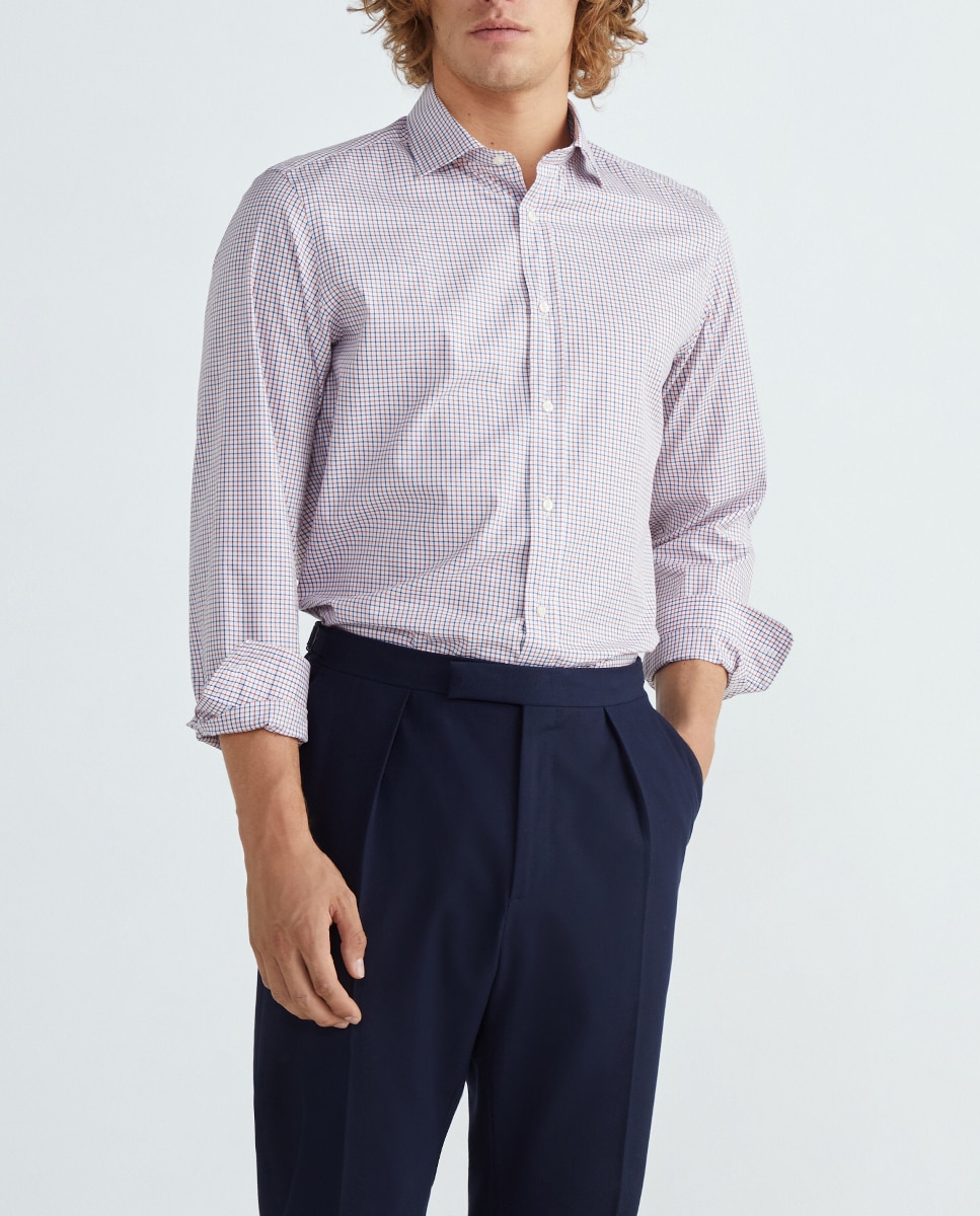 Imagen 0 de Camisa de hombre en sarga de algodón a cuadros bicolor classic fit