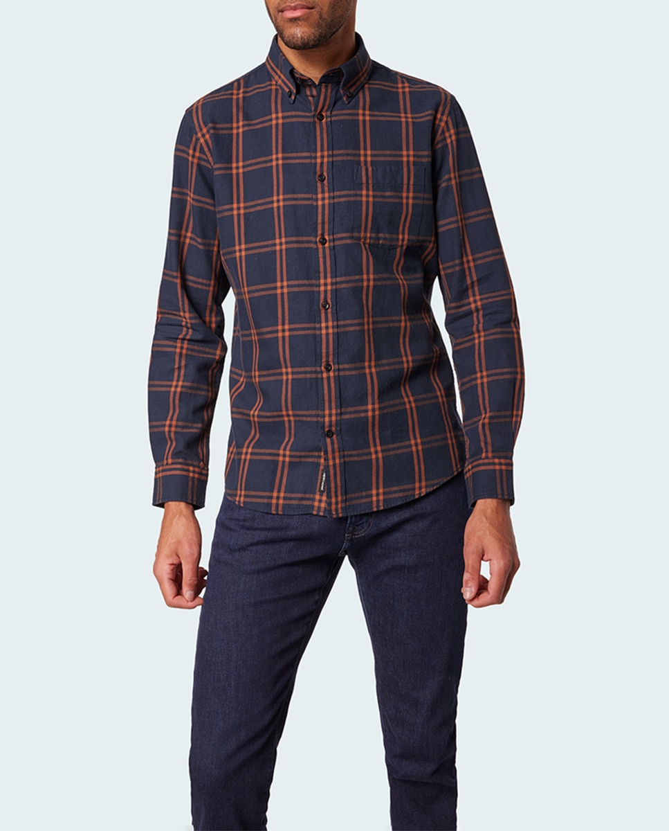Imagen 0 de Camisa tartan grande azul y naranja