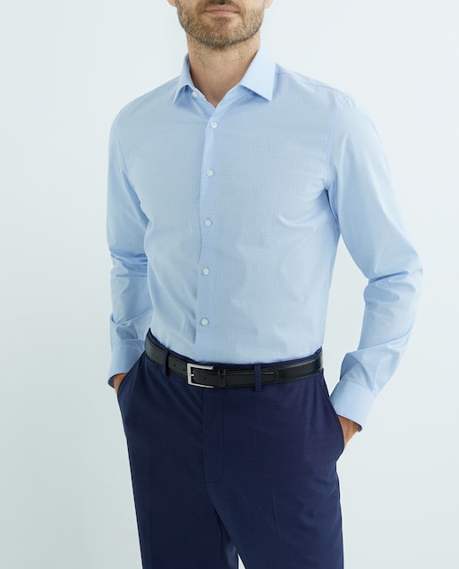 Imagen 0 de Camisa de hombre de vestir regular cuadros color azul