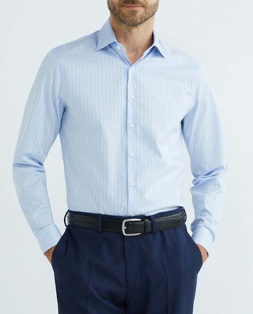 Imagen 0 de Camisa de hombre de vestir custom de rayas en color azul