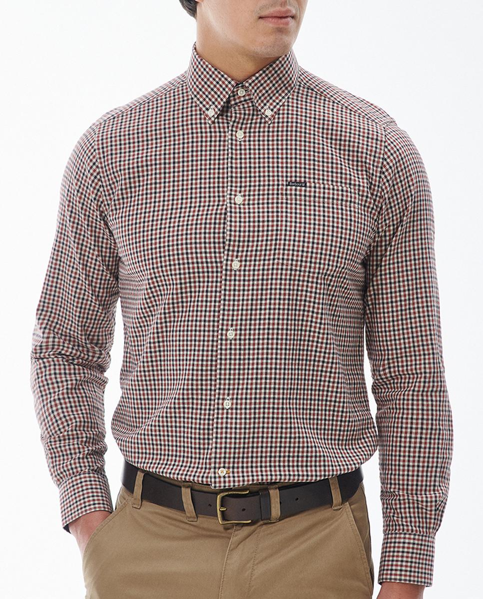 Imagen 0 de Camisa de hombre de manga larga y microestampado de cuadros