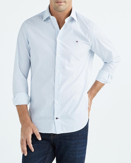Imagen 0 de Camisa de hombre Tommy Hilfiger de manga larga diseño miniprint de flores en blanco