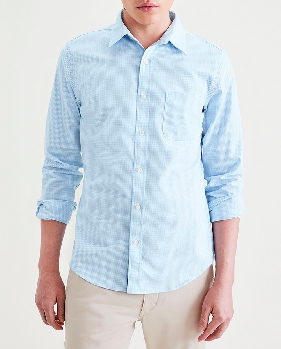 Imagen 0 de Camisa de hombre slim fit de manga larga, con mini rayas. Bolsillo en el pecho