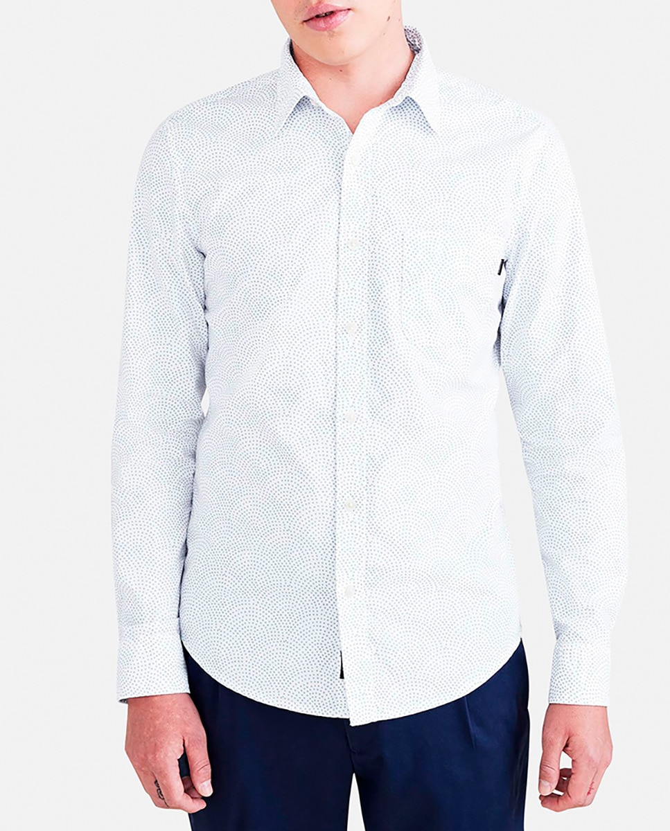 Imagen 0 de Camisa de hombre slim fit de manga larga, con micro estampado. Bolsillo en el pecho