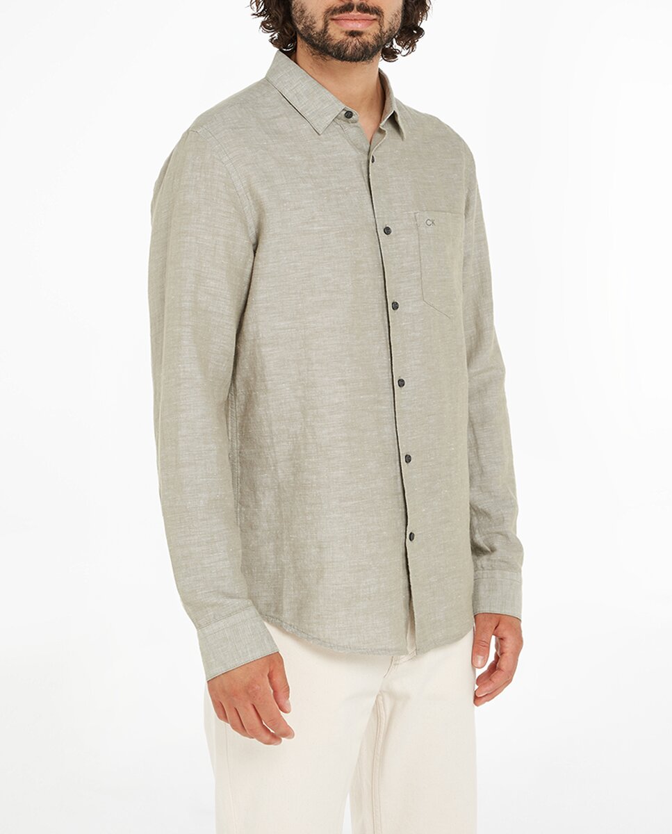 Imagen 0 de Camisa de lino y algodón de hombre