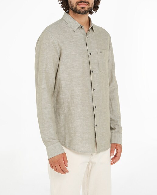 Imagen 0 de Camisa de lino y algodón de hombre