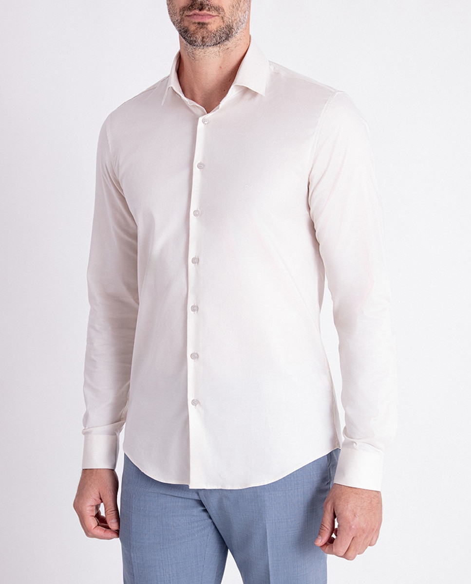 Imagen 0 de Camisa de vestir de tela Dobby de sarga slim de hombre