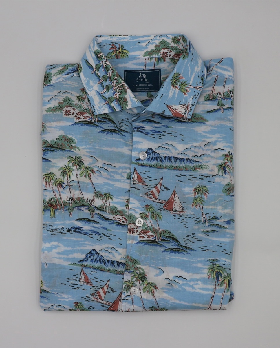 Imagen 0 de Camisa fantasia tropic celeste