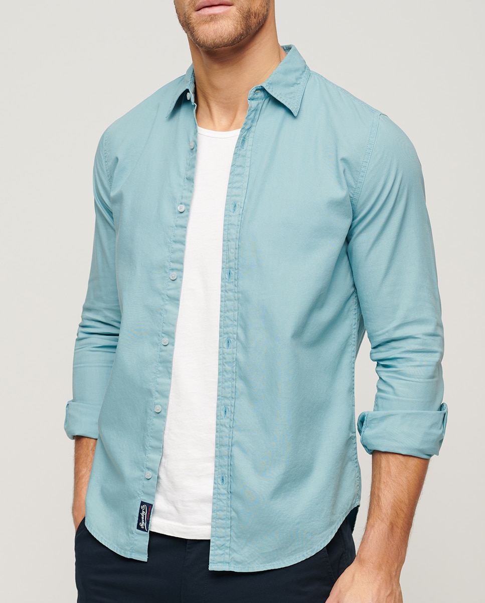 Imagen 0 de Camisa de hombre en algodón orgánico de manga larga sobreteñida