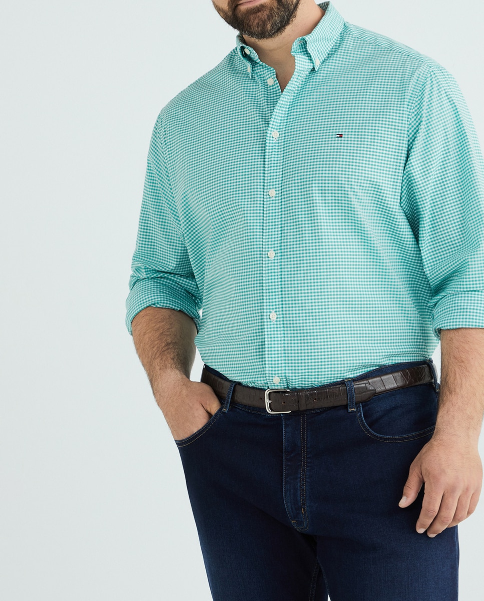 Imagen 0 de Camisa de algodón orgánico con estampado de cuadros de hombre tallas grandes