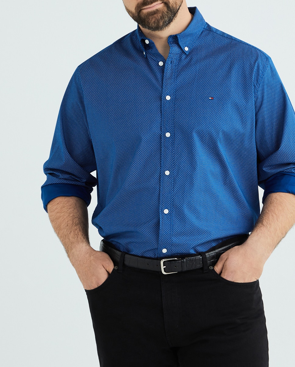 Imagen 0 de Camisa de algodón con microestampado de hombre tallas grandes