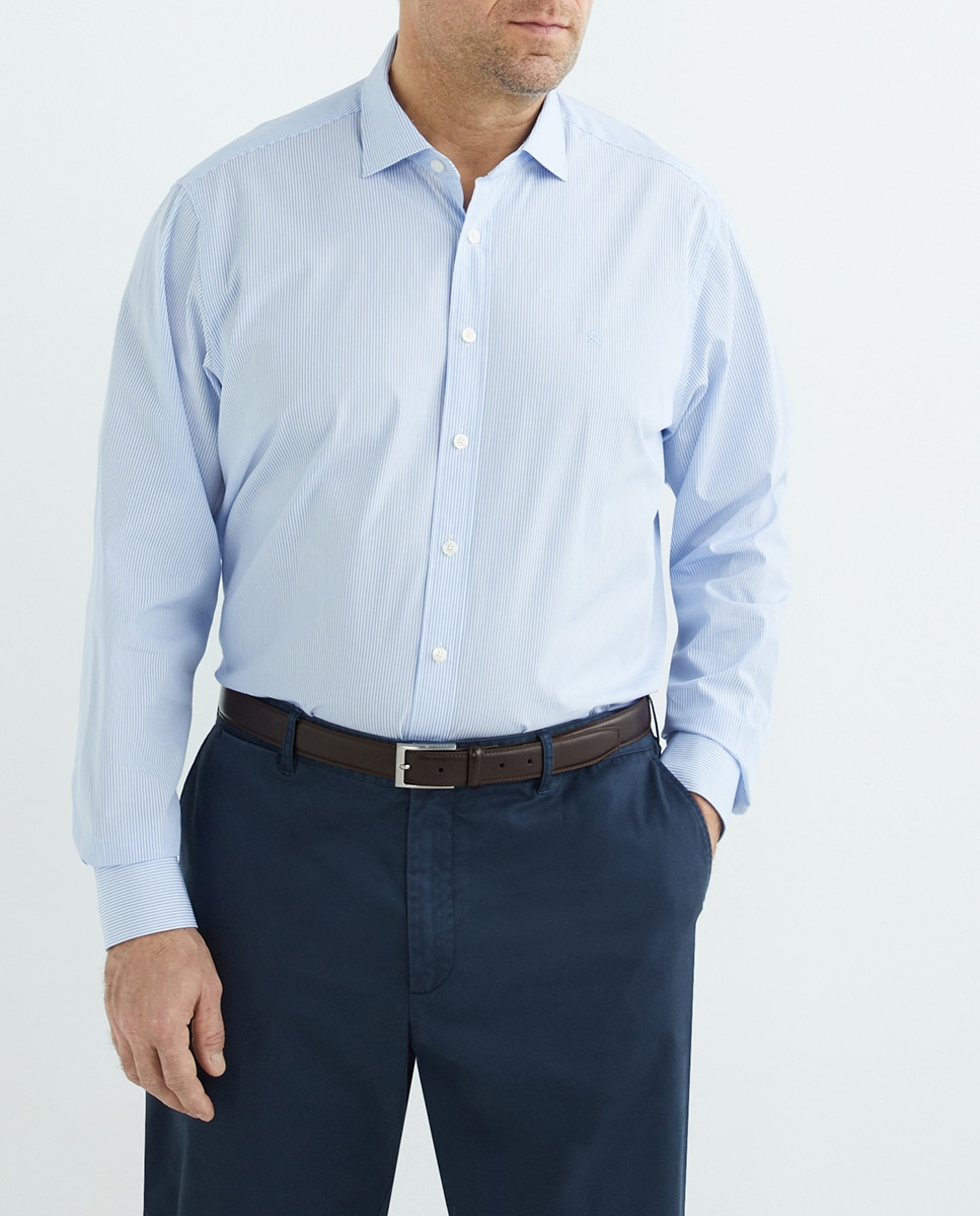 Imagen 0 de Camisa de hombre classic fit raya bengal fina tallas grandes
