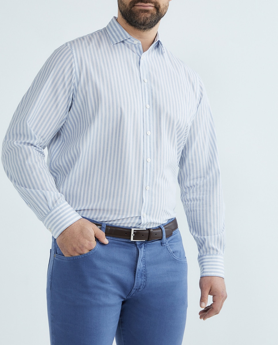 Imagen 0 de Camisa de hombre classic fit raya bengal tallas grandes