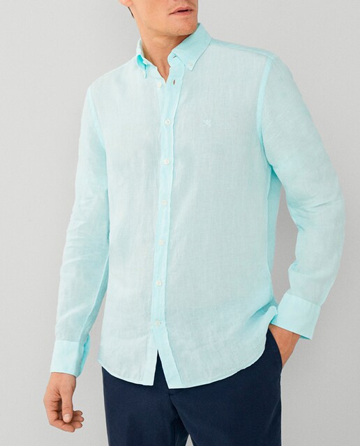 Imagen 0 de Camisa de hombre classic lino teñido en prenda tallas grandes