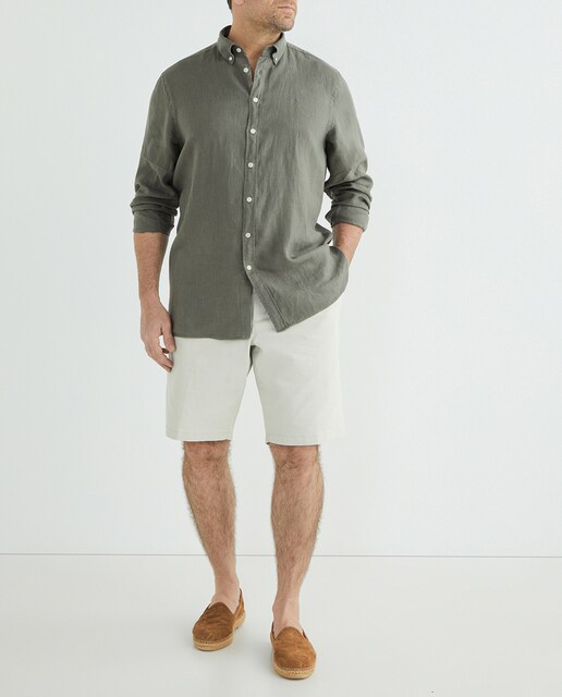 Imagen 0 de Camisa de hombre classic lino teñido en prenda tallas grandes