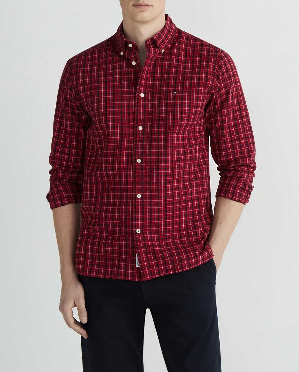 Imagen 0 de Camisa de manga larga y print de cuadros en combinación de colores