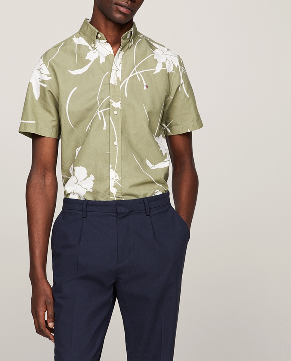 Imagen 0 de Camisa con estampado tropical y branding bordado