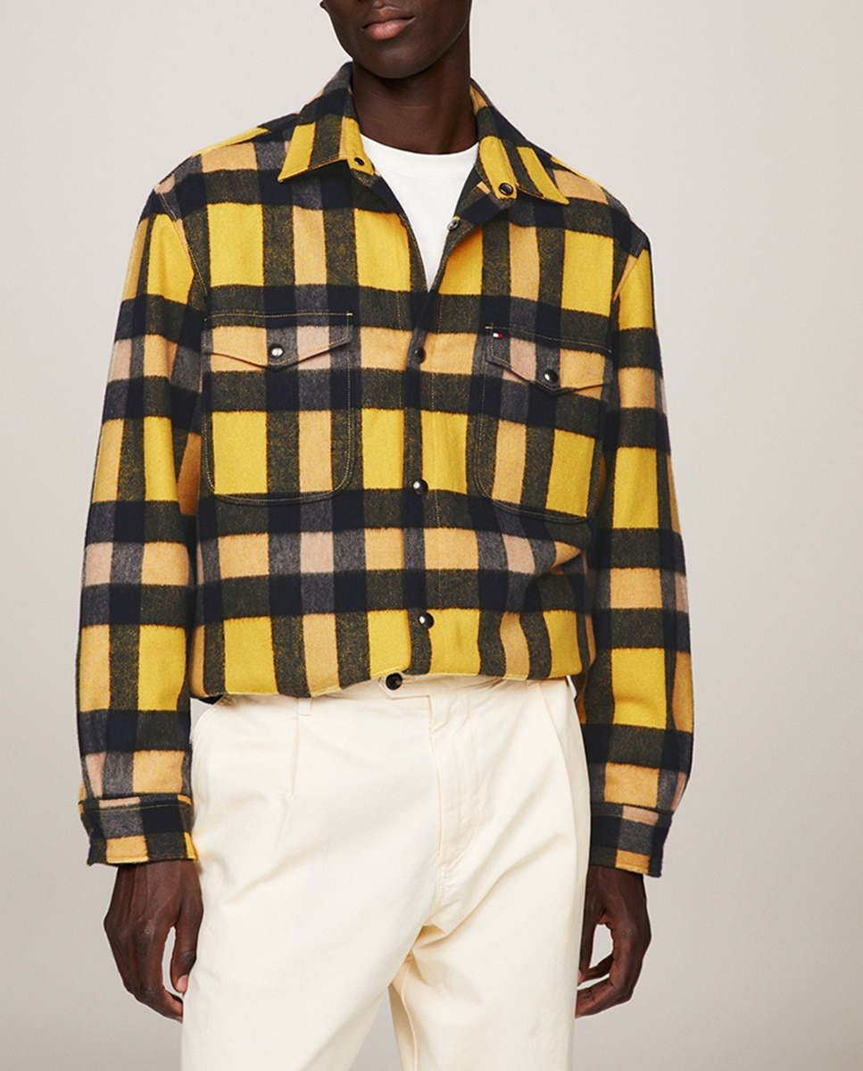 Imagen 0 de Sobrecamisa de lana en combinación de cuadros XL
