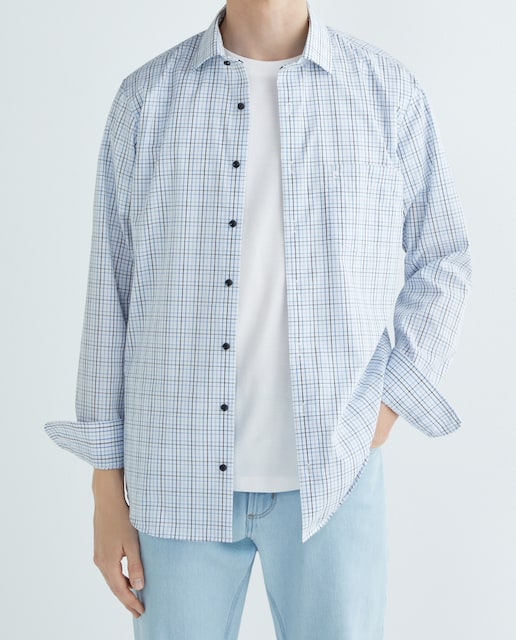 Imagen 0 de Camisa city m/l popelín cuadros de hombre
