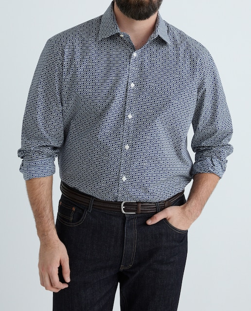 Imagen 0 de Camisa de hombre manga larga estampado geométrico tallas grandes