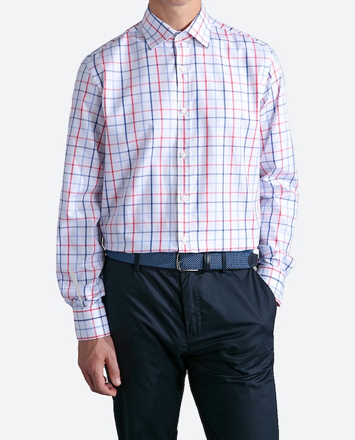 Imagen 0 de Camisa de hombre manga larga cuello francés cuadros