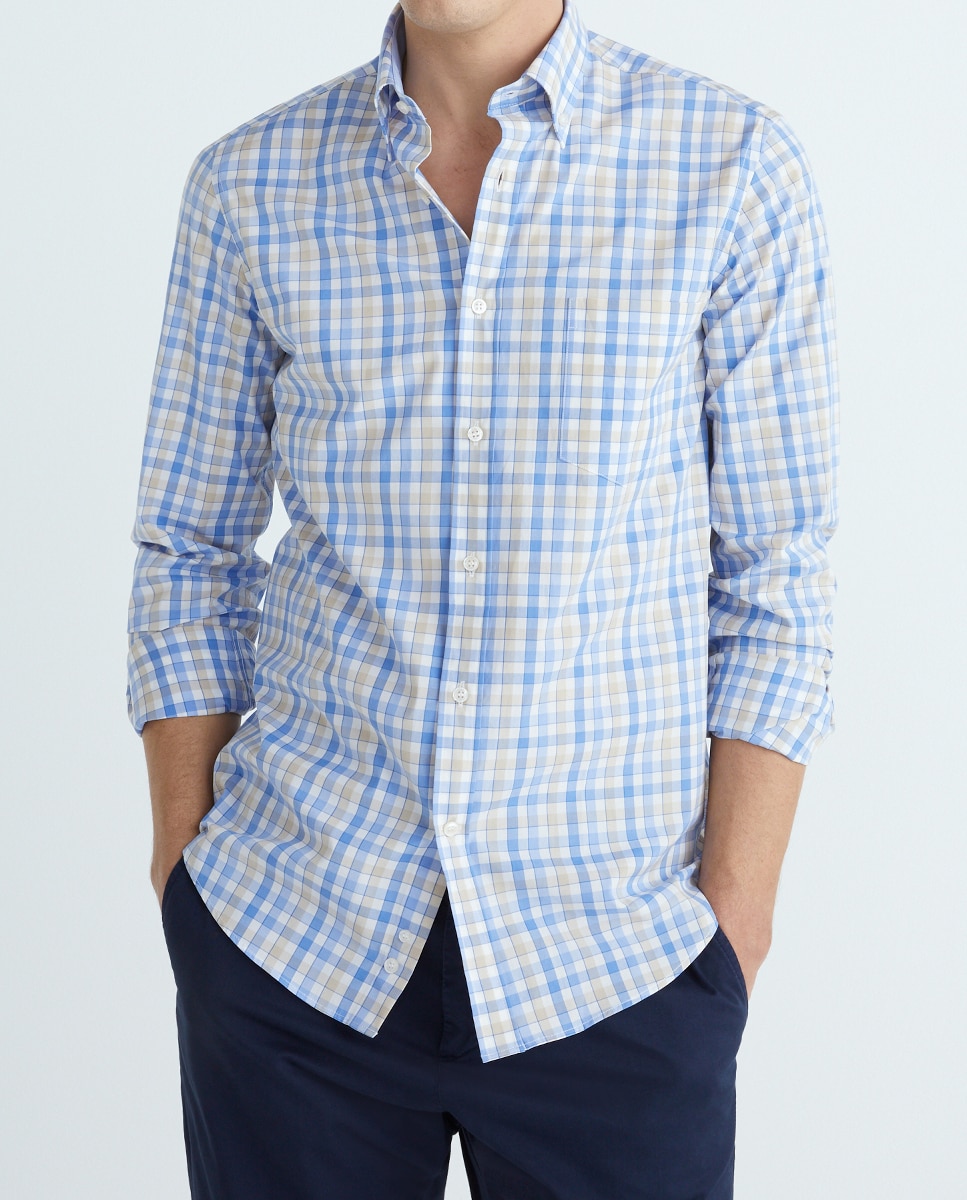 Imagen 0 de Camisa de hombre manga larga cuadros multicolores