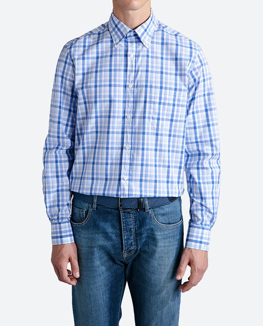 Imagen 0 de Camisa de hombre manga larga cuadros multicolores
