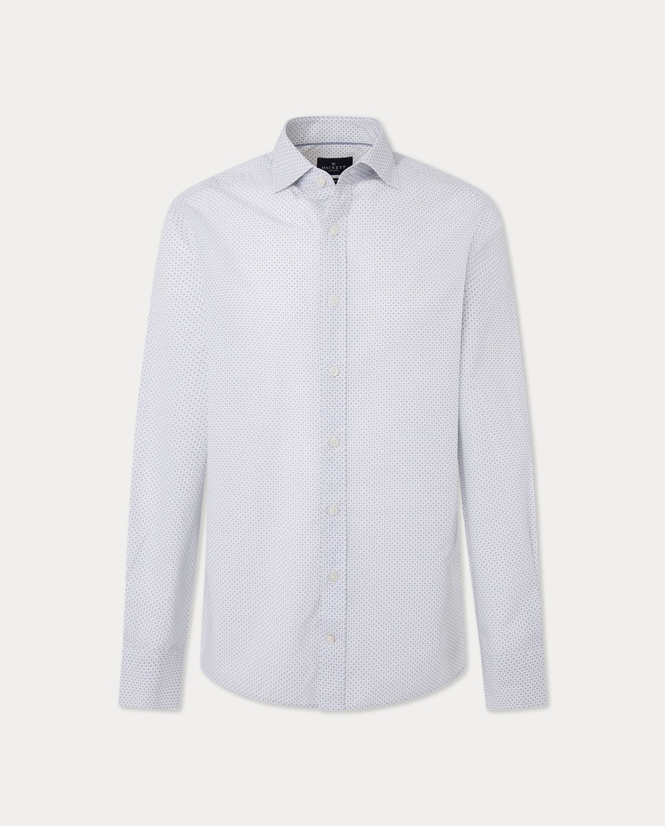 Imagen 0 de Camisa de popelín azul con estampado micro foulard y cuello Kent.